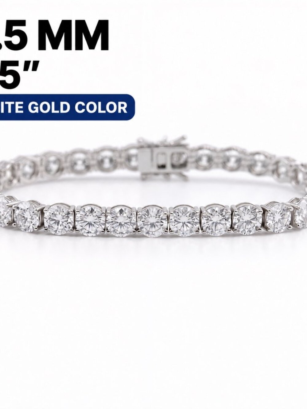 LEKANI 6.5mm Moissanite Tennis Bracelet S925 Silver 7.5 in